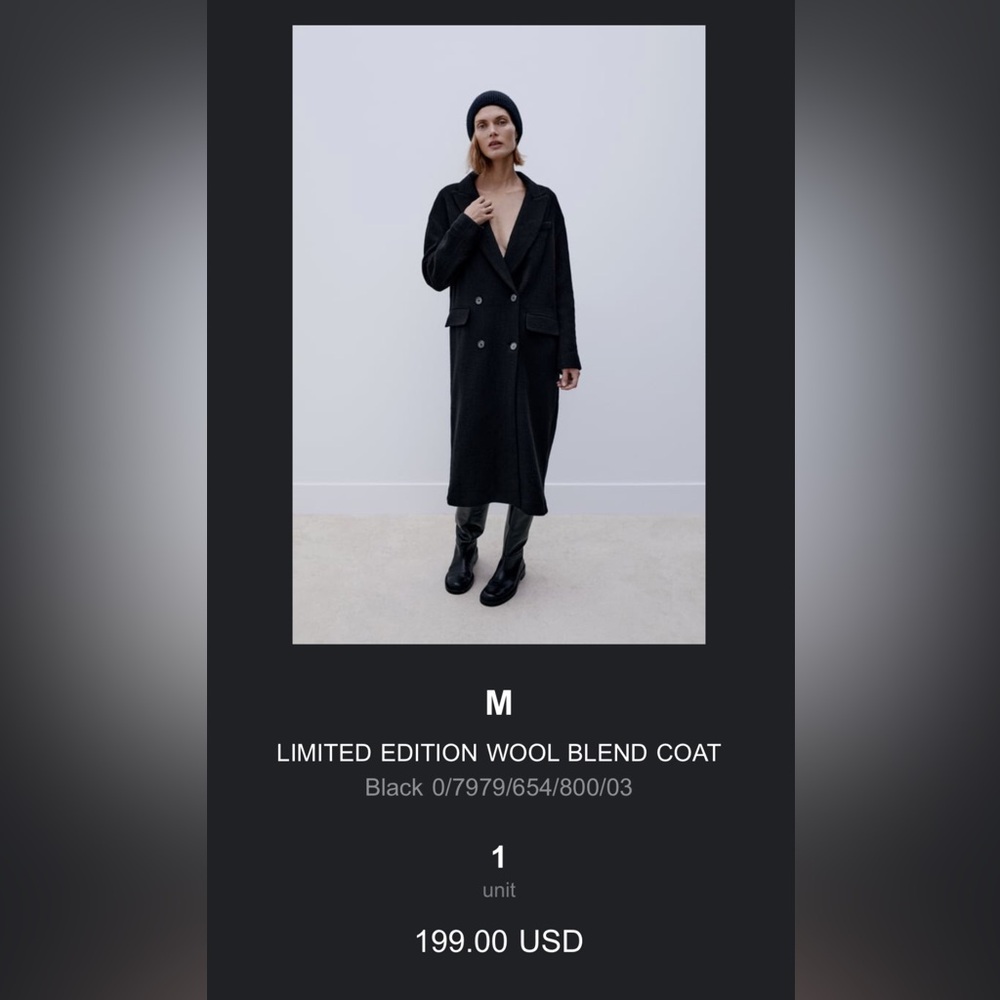 Limited edition Zara wool coat